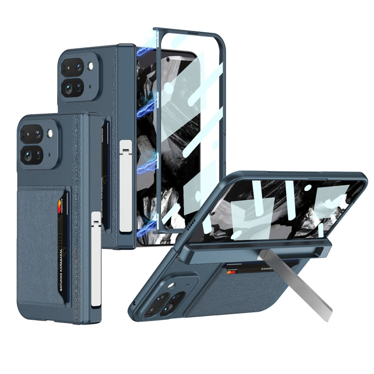 For Google Pixel 9 Pro Fold GKK Integrated Fold Hinge Card Slot Phone Case with Holder(Navy Blue) - Google Cases by GKK | Online Shopping UK | buy2fix