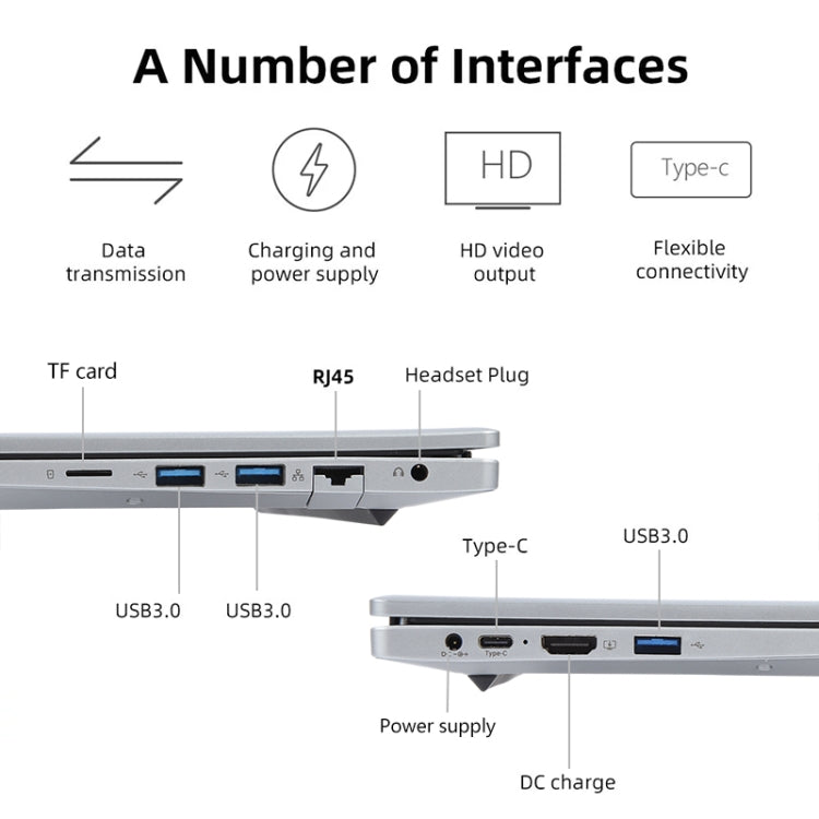 14 inch Windows 11 Laptop, 8GB+1TB, Gen 4th Intel Core i3 CPU, 180 Degree Rotation Axis(Silver) - Others by buy2fix | Online Shopping UK | buy2fix