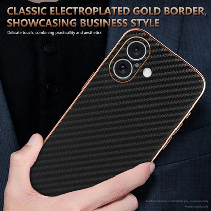 For iPhone 16 AZNS Electroplated Edge Carbon Fiber Texture Phone Case(Green) - iPhone 16 Cases by AZNS | Online Shopping UK | buy2fix