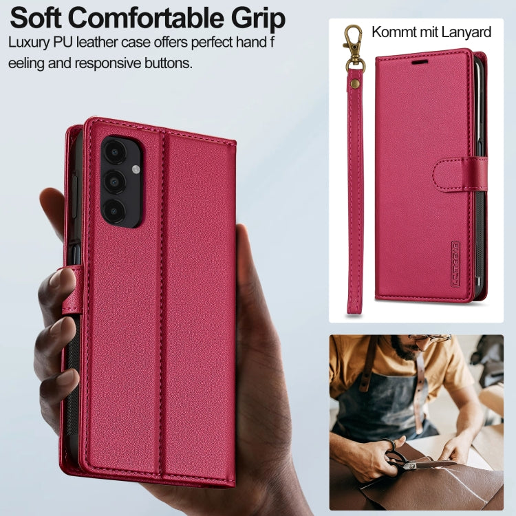 For Samsung Galaxy A14 4G / A14 5G LC.IMEEKE L2 Series Detachable Magsafe PU Phone Case with Lanyard(Red) - Galaxy Phone Cases by LC.IMEEKE | Online Shopping UK | buy2fix