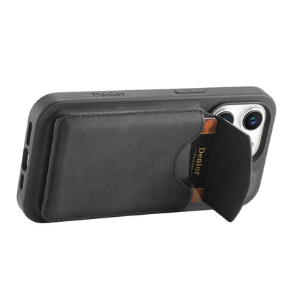 For iPhone 16 Plus Denior D19 Skin Feel MagSafe Detachable Card Slot Phone Case(Black) - iPhone 16 Plus Cases by Denior | Online Shopping UK | buy2fix