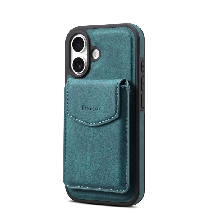 For iPhone 16 Denior D19 Skin Feel MagSafe Detachable Card Slot Phone Case(Blue) - iPhone 16 Cases by Denior | Online Shopping UK | buy2fix