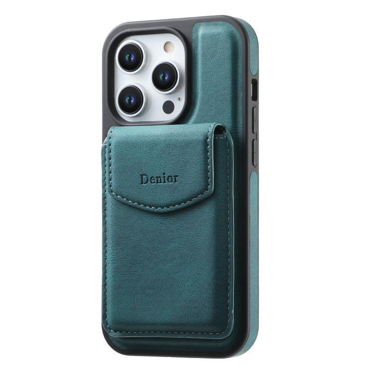 For iPhone 15 Pro Denior D20 Skin Feel MagSafe Holder Detachable Card Slot Phone Case(Blue) - iPhone 15 Pro Cases by Denior | Online Shopping UK | buy2fix