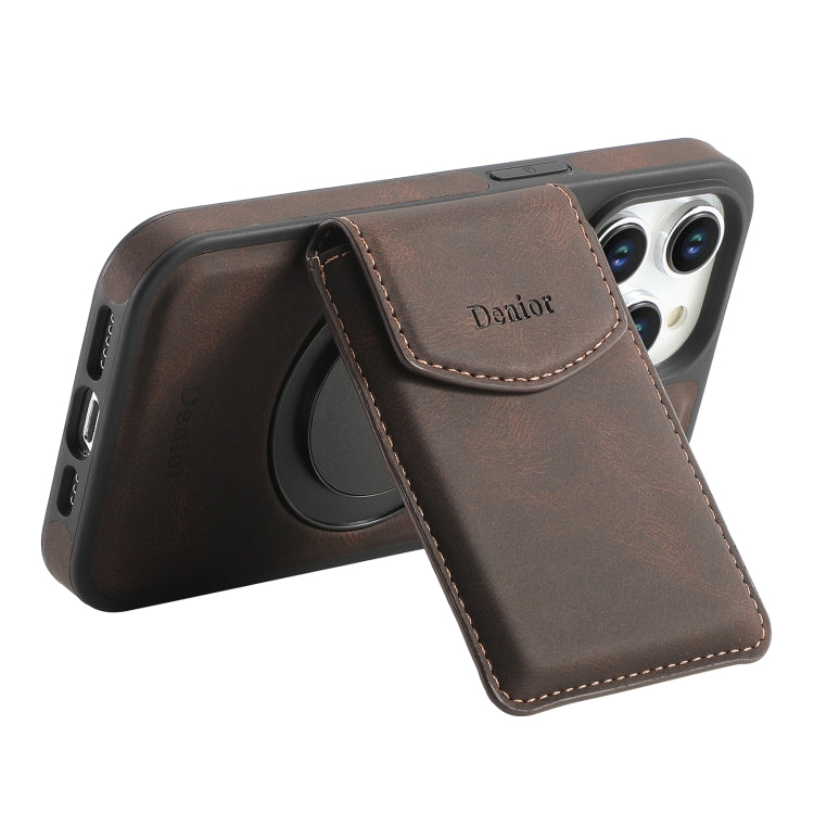 For iPhone 13 Pro Denior D20 Skin Feel MagSafe Holder Detachable Card Slot Phone Case(Brown) - iPhone 13 Pro Cases by Denior | Online Shopping UK | buy2fix