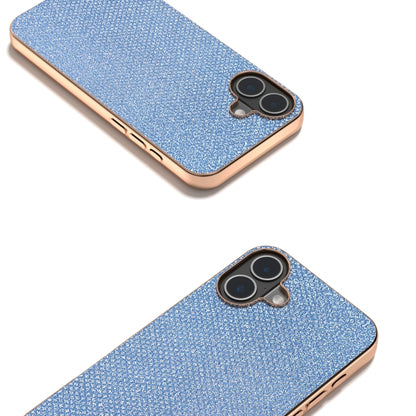 For iPhone 16 Plus Nano Plating Diamond Texture Phone Case(Blue) - iPhone 16 Plus Cases by buy2fix | Online Shopping UK | buy2fix