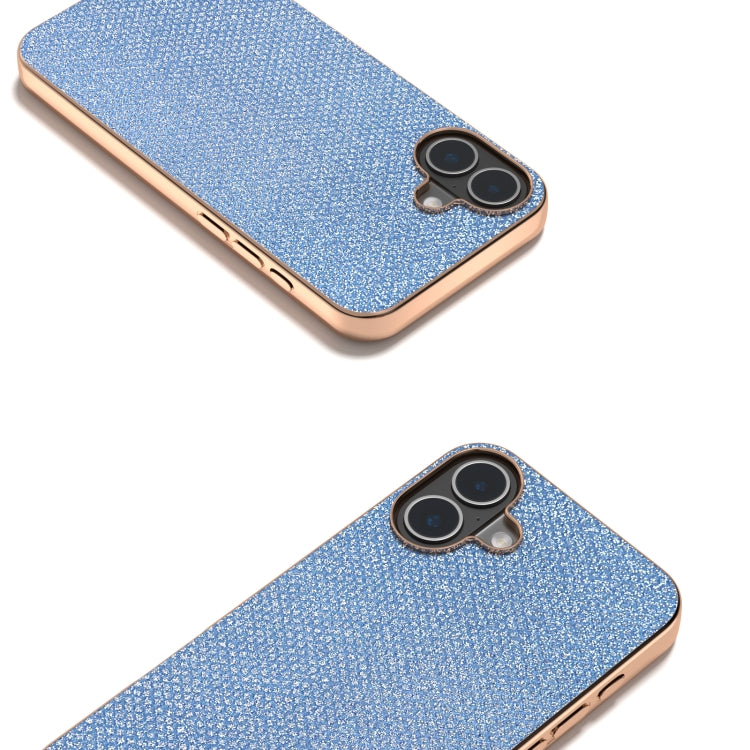 For iPhone 16 Nano Plating Diamond Texture Phone Case(Blue) - iPhone 16 Cases by buy2fix | Online Shopping UK | buy2fix