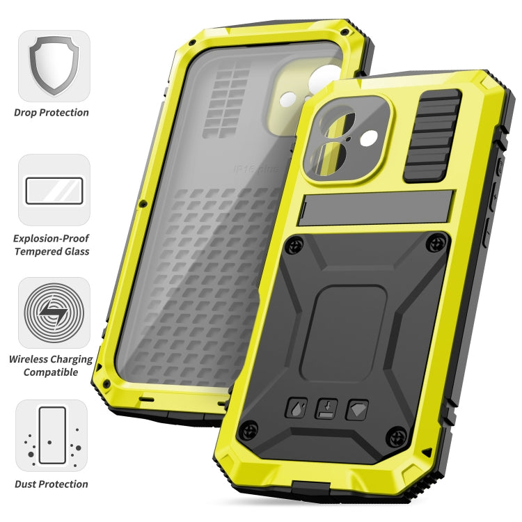 For iPhone 16 R-JUST Life Waterproof Dustproof Shockproof Phone Case(Yellow) - iPhone 16 Cases by R-JUST | Online Shopping UK | buy2fix