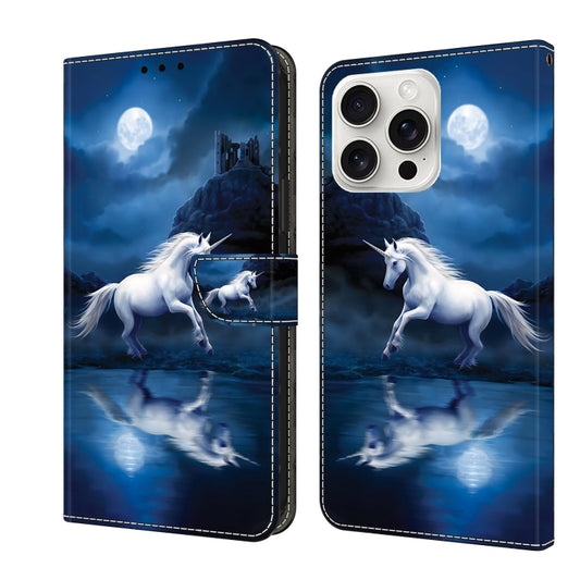 For iPhone 16 Pro Max Crystal Painted Leather Phone case(White Horse) - iPhone 16 Pro Max Cases by buy2fix | Online Shopping UK | buy2fix