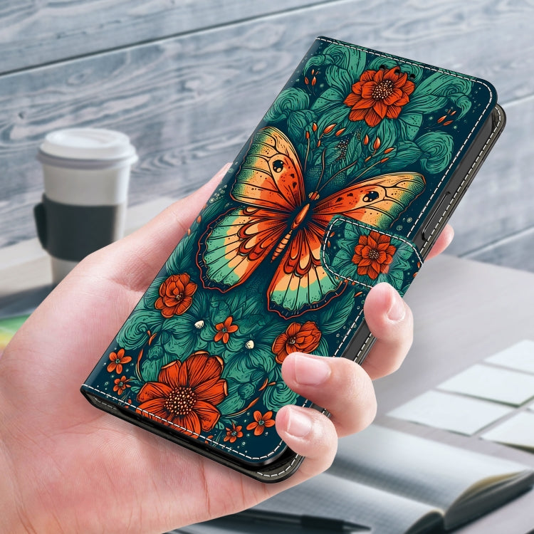 For iPhone 16 Pro Max Crystal Painted Leather Phone case(Flower Butterfly) - iPhone 16 Pro Max Cases by buy2fix | Online Shopping UK | buy2fix