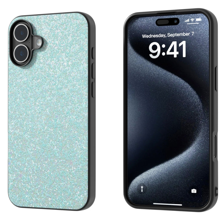 For iPhone 16 Plus Black Frame Colorful Glitter Phone Case(Light Green) - iPhone 16 Plus Cases by buy2fix | Online Shopping UK | buy2fix