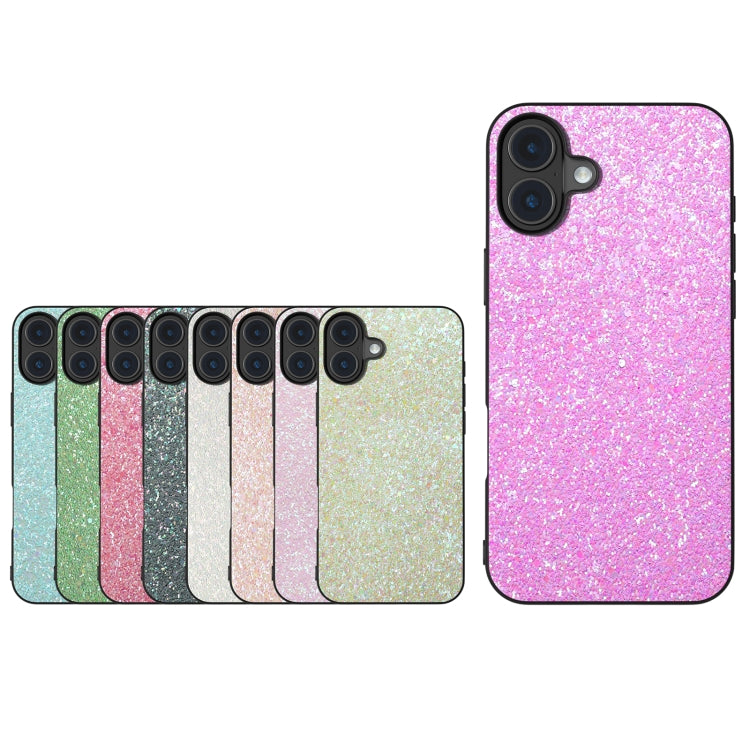 For iPhone 16 Black Frame Colorful Glitter Phone Case(Pink) - iPhone 16 Cases by buy2fix | Online Shopping UK | buy2fix