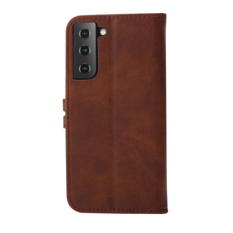 For Samsung Galaxy S25 5G Embossed Happy Cat Pattern Flip Leather Phone Case(Brown) - Galaxy S25 5G Cases by buy2fix | Online Shopping UK | buy2fix