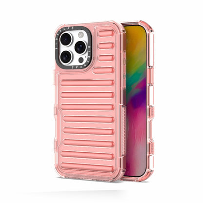 For iPhone 16 Pro Max High Transparency TPU Hybrid PC Airbag Phone Case(Peach Red) - iPhone 16 Pro Max Cases by buy2fix | Online Shopping UK | buy2fix