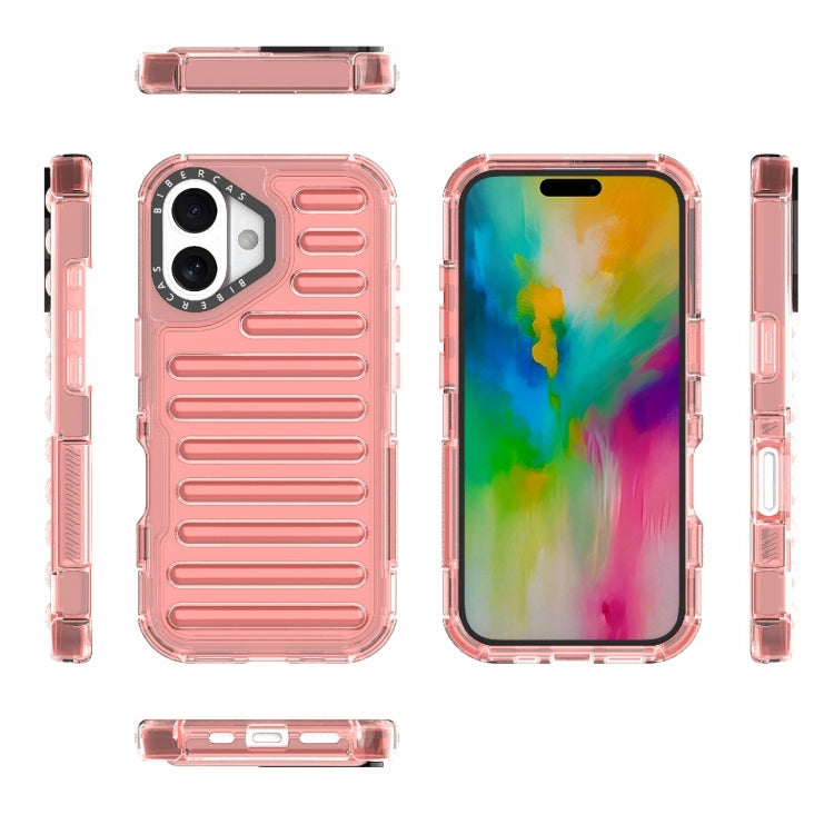 For iPhone 16 Plus High Transparency TPU Hybrid PC Airbag Phone Case(Peach Red) - iPhone 16 Plus Cases by buy2fix | Online Shopping UK | buy2fix