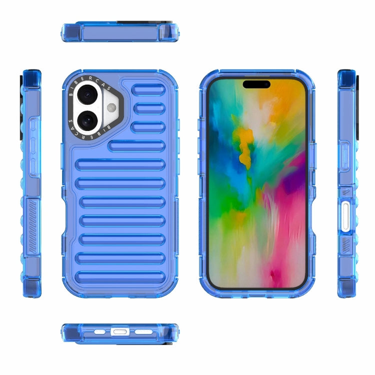 For iPhone 16 Plus High Transparency TPU Hybrid PC Airbag Phone Case(Transparent Blue) - iPhone 16 Plus Cases by buy2fix | Online Shopping UK | buy2fix