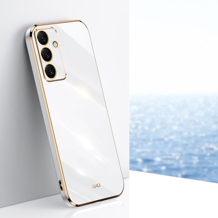 For Samsung Galaxy S24 FE 5G XINLI Straight 6D Plating Gold Edge TPU Phone Case(White) - Galaxy S24 FE 5G Cases by XINLI | Online Shopping UK | buy2fix