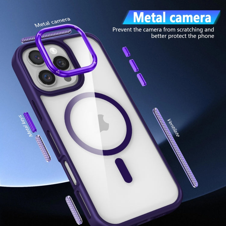 For iPhone 16 Pro Max Breathable Skin Feel Transparent MagSafe Magnetic Phone Case(Dark Blue) - iPhone 16 Pro Max Cases by buy2fix | Online Shopping UK | buy2fix