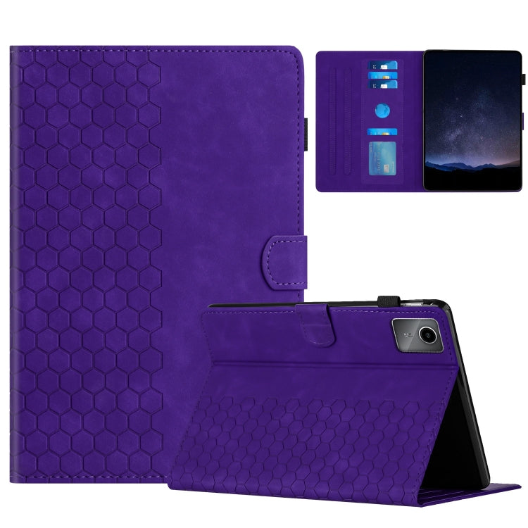 For Lenovo Tab M11 / Xiaoxin Pad 2024 Honeycomb Embossed Leather Smart Tablet Case(Purple) - Lenovo by buy2fix | Online Shopping UK | buy2fix