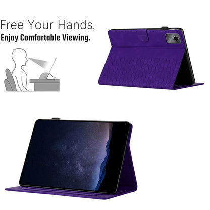 For Lenovo Tab M11 / Xiaoxin Pad 2024 Honeycomb Embossed Leather Smart Tablet Case(Purple) - Lenovo by buy2fix | Online Shopping UK | buy2fix