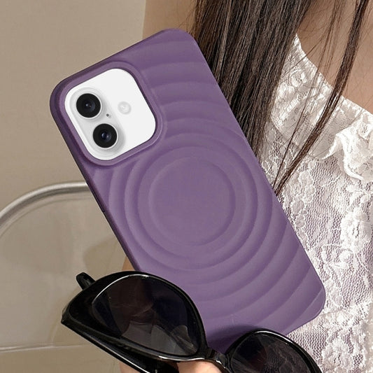 For iPhone 16 Plus Frosted Wave Texture MagSafe Magnetic TPU Phone Case(Purple) - iPhone 16 Plus Cases by buy2fix | Online Shopping UK | buy2fix