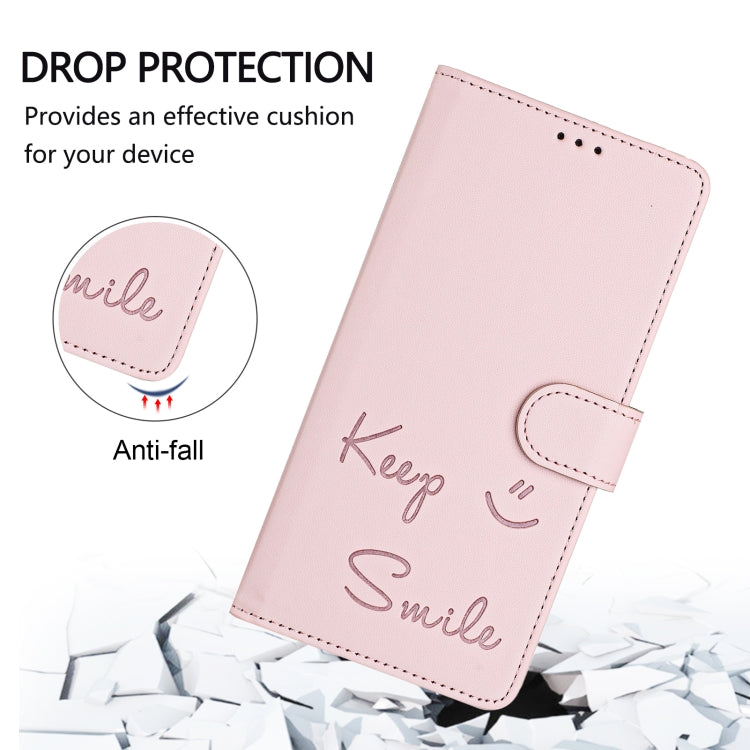 For Motorola Moto G Power 5G 2024 Smile Embossing RFID Leather Phone Case(Pink) - Motorola Cases by buy2fix | Online Shopping UK | buy2fix