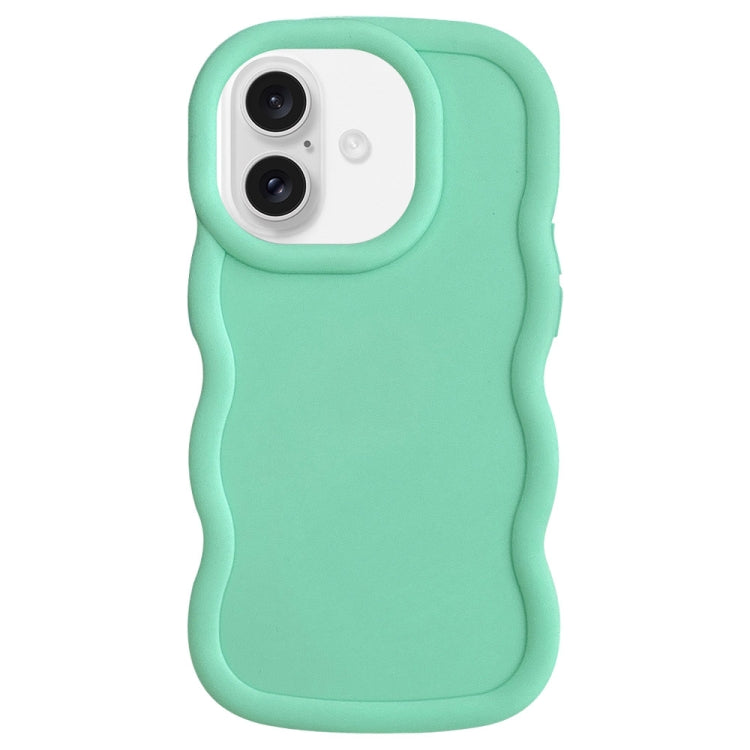 For iPhone 16 Big Wave Puff Shape TPU Phone Case(Green) - iPhone 16 Cases by buy2fix | Online Shopping UK | buy2fix