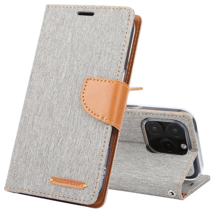 For iPhone 16 Pro Max GOOSPERY CANVAS DIARY Fabric Texture Flip Leather Phone Case(Grey) - iPhone 16 Pro Max Cases by GOOSPERY | Online Shopping UK | buy2fix