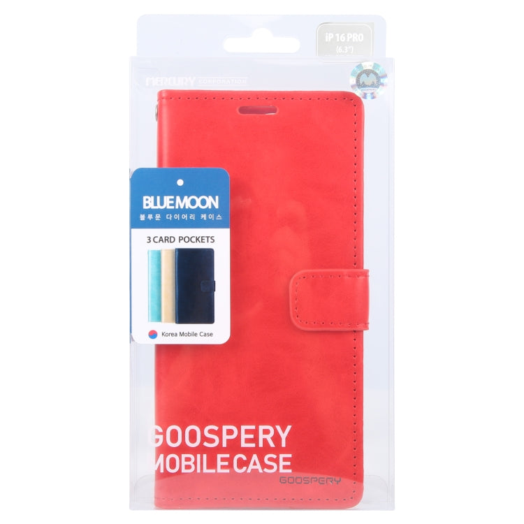 For iPhone 16 Pro Max GOOSPERY BLUE MOON Crazy Horse Texture Leather Phone Case(Red) - iPhone 16 Pro Max Cases by GOOSPERY | Online Shopping UK | buy2fix