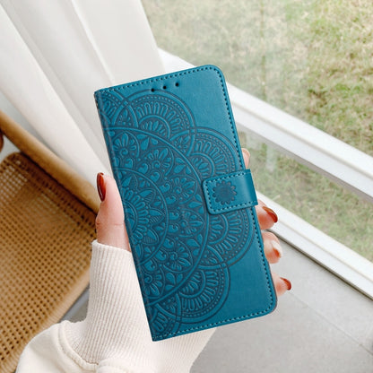 For iPhone 16 Pro Flower Embossed Leather Phone Case(Blue) - iPhone 16 Pro Cases by buy2fix | Online Shopping UK | buy2fix