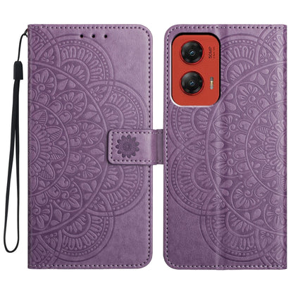 For Motorola Moto G Stylus 5G 2024 Flower Embossed Leather Phone Case(Purple) - Motorola Cases by buy2fix | Online Shopping UK | buy2fix