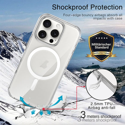 For iPhone 16 Pro Max Metal Buttons MagSafe Magnetic PC Hybrid TPU Phone Case(Transparent) - iPhone 16 Pro Max Cases by buy2fix | Online Shopping UK | buy2fix