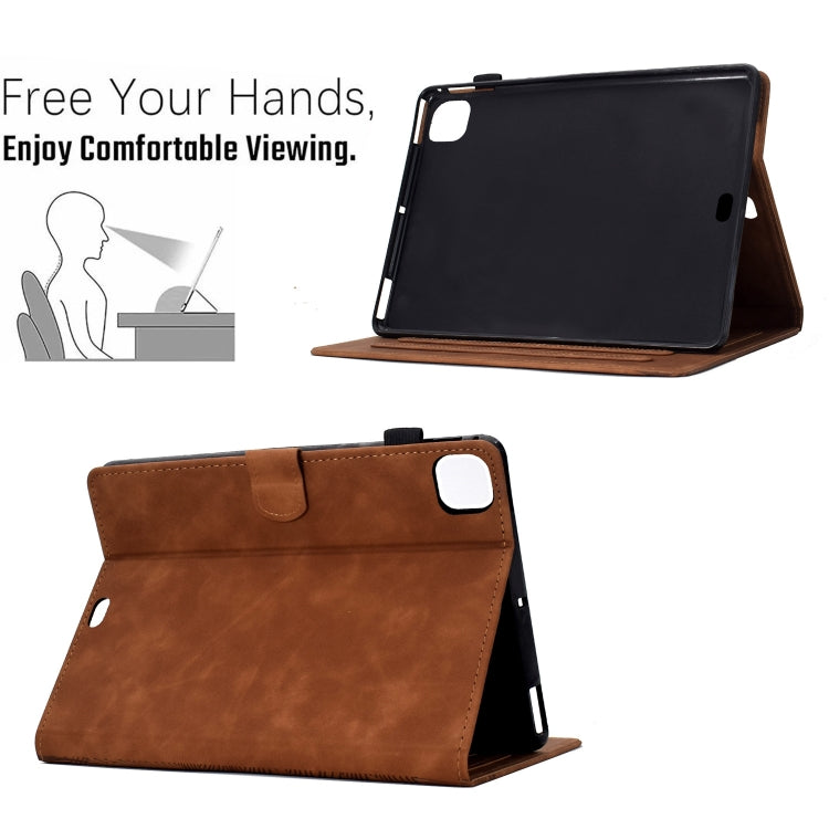 For iPad Air 11 2024 / Pro 11 2022 Cats Embossed Leather Smart Tablet Case(Brown) - iPad Air 11 2024 Cases by buy2fix | Online Shopping UK | buy2fix