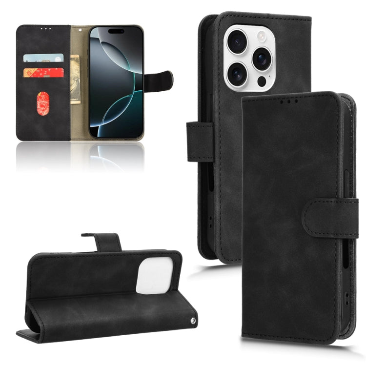 For iPhone 16 Pro Max Skin Feel Magnetic Flip Leather Phone Case(Black) - iPhone 16 Pro Max Cases by buy2fix | Online Shopping UK | buy2fix