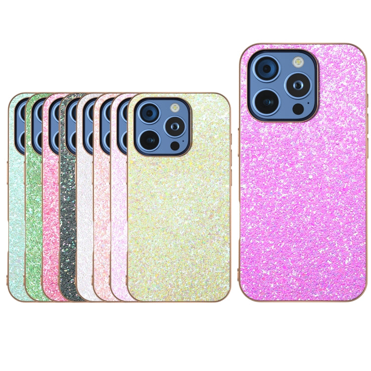 For iPhone 16 Pro Electroplating Frame Colorful Glitter Phone Case(Dark Pink) - iPhone 16 Pro Cases by buy2fix | Online Shopping UK | buy2fix