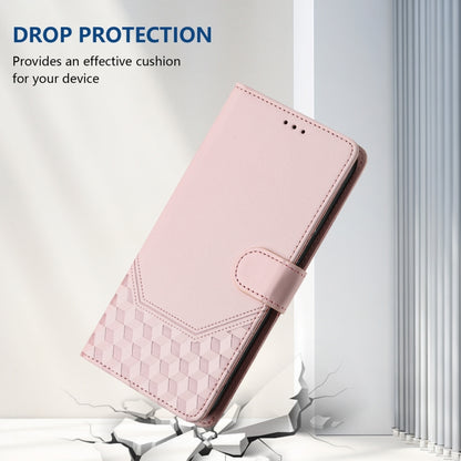 For OnePlus 12 5G Global Honeycomb Embossing RFID Leather Phone Case(Pink) - OnePlus Cases by buy2fix | Online Shopping UK | buy2fix