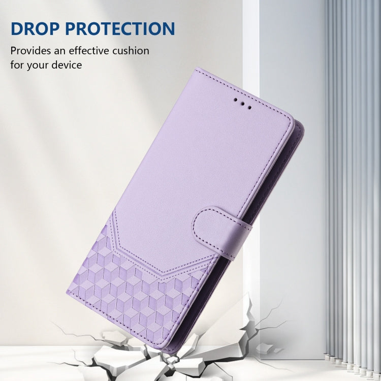 For Motorola Moto G Stylus 5G 2024 Honeycomb Embossing RFID Leather Phone Case(Light Purple) - Motorola Cases by buy2fix | Online Shopping UK | buy2fix