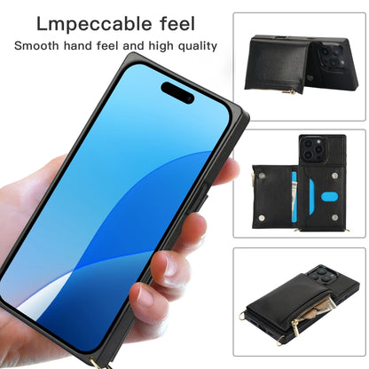 For iPhone 16 Pro Max Square Zipper Wallet Bag TPU+PU Back Cover Case(Black) - iPhone 16 Pro Max Cases by buy2fix | Online Shopping UK | buy2fix