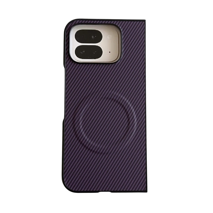 For Google Pixel 9 Pro Fold Carbon Fiber Leather MagSafe PC Phone Case(Purple) - Google Cases by buy2fix | Online Shopping UK | buy2fix