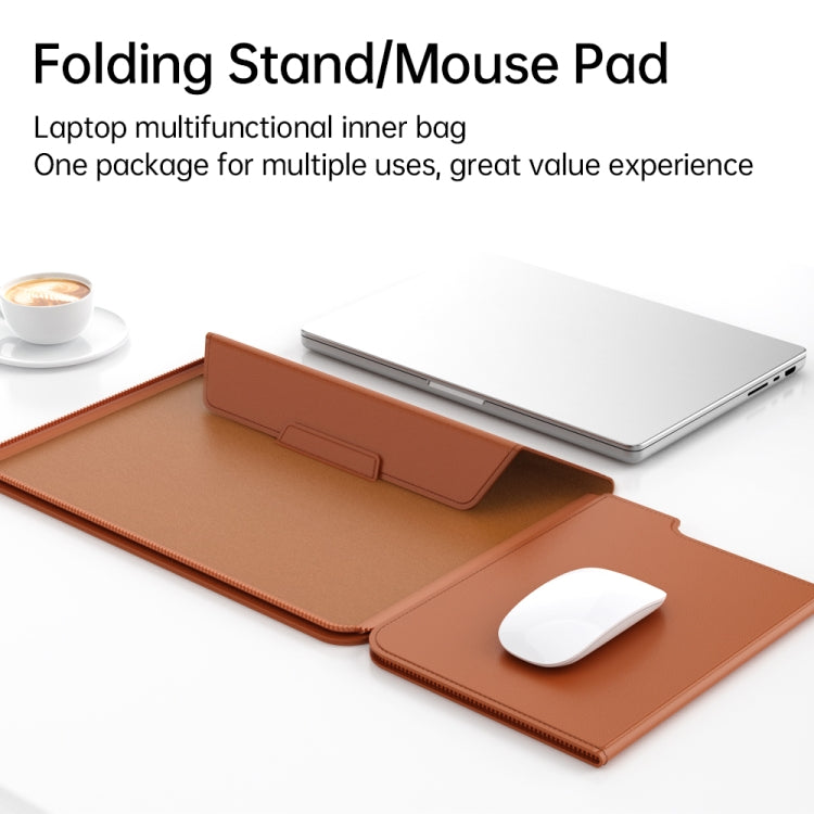 Multifunctional Laptop PU Magnetic Stand Split Liner Bag with Mouse Pad Function, Size:15 inch(Grey) - 15 inch by buy2fix | Online Shopping UK | buy2fix