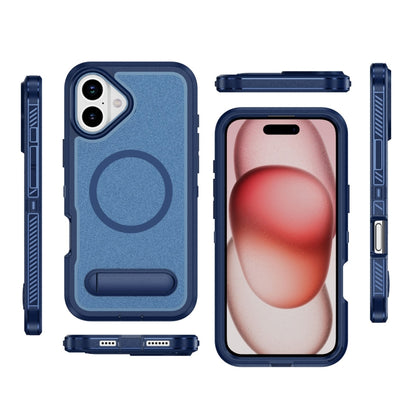 For iPhone 16 Plus Guard MagSafe Holder Matte PC Hybrid TPU Phone Case(Royal Blue) - iPhone 16 Plus Cases by buy2fix | Online Shopping UK | buy2fix