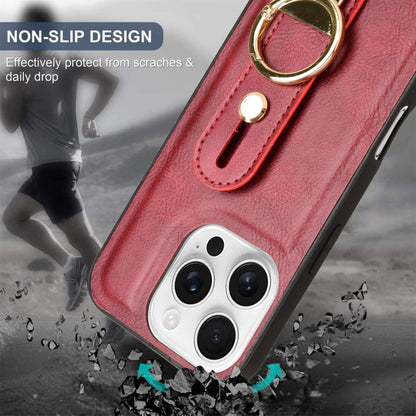 For iPhone 16 Pro Wristband Leather Back Phone Case(Red) - iPhone 16 Pro Cases by buy2fix | Online Shopping UK | buy2fix