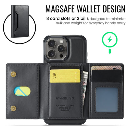 For iPhone 16 Pro Max DG.MING MAGKING-K2 Series MagSafe RFID Card Bag Detachable Phone Case(Black) - iPhone 16 Pro Max Cases by DG.MING | Online Shopping UK | buy2fix