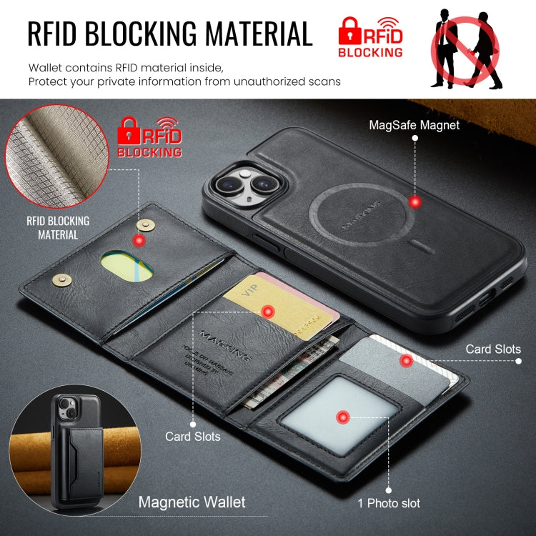 For iPhone 14 Plus DG.MING MAGKING-K2 Series MagSafe RFID Card Bag Detachable Phone Case(Black) - iPhone 14 Plus Cases by DG.MING | Online Shopping UK | buy2fix