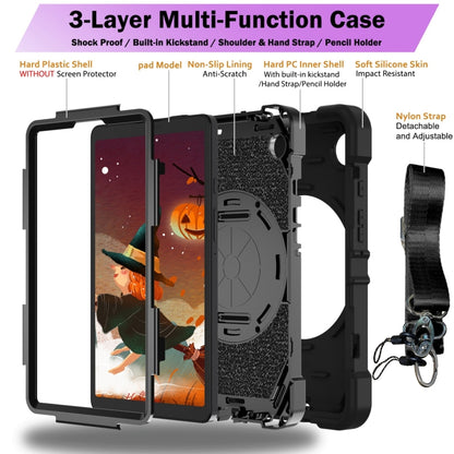 For Samsung Galaxy Tab A9 Bat Hand Grip Turntable Stand Tablet Case(Black) - Galaxy Tab A9 by buy2fix | Online Shopping UK | buy2fix