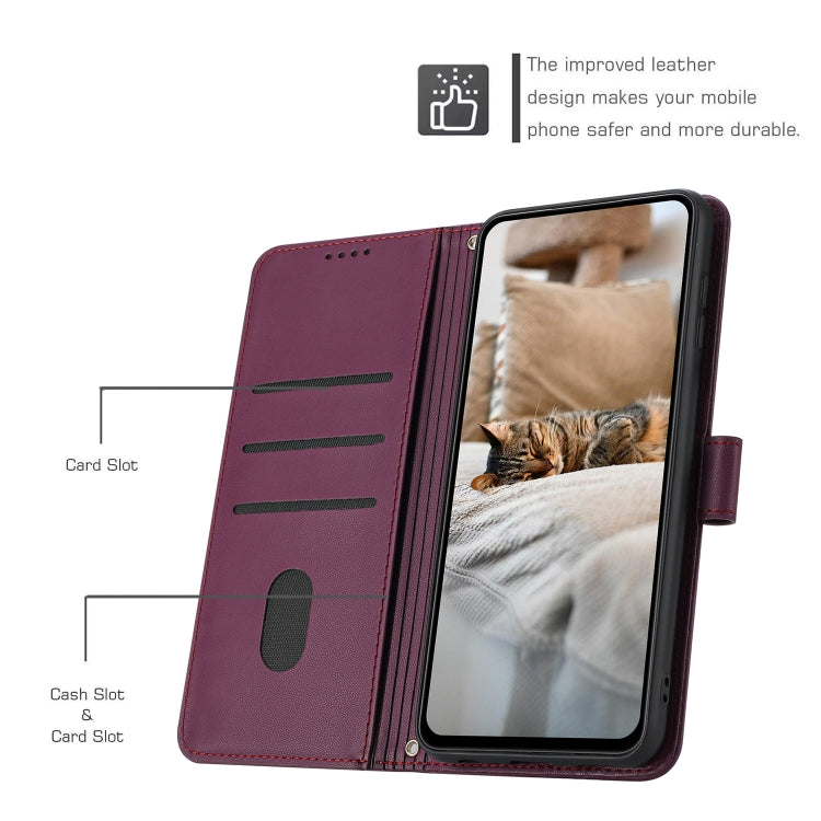 For Samsung Galaxy S25+ / S24+ 5G Embossed Kitten Phone Leather Case with Lanyard(Wine Red) - Galaxy S24+ 5G Cases by buy2fix | Online Shopping UK | buy2fix