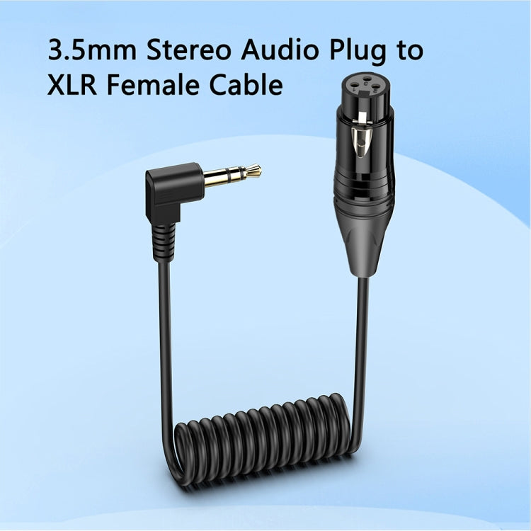 3.5mm to XLR Female Gold Plated Connector Copper Core Right Angle Coiled Audio Cable, Length: 0.5m - Microphone Audio Cable & Connector by buy2fix | Online Shopping UK | buy2fix