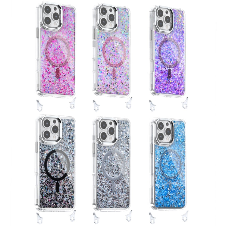 For iPhone 16 Pro Epoxy Glitter MagSafe Magnetic TPU Phone Case(Black) - iPhone 16 Pro Cases by buy2fix | Online Shopping UK | buy2fix