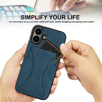 For iPhone 16 Plus Ultra-thin Shockproof Phone Protective Case with Holder(Blue) - iPhone 16 Plus Cases by buy2fix | Online Shopping UK | buy2fix