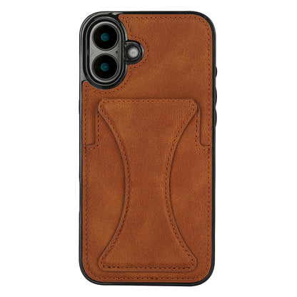 For iPhone 16 Ultra-thin Shockproof Phone Protective Case with Holder(Brown) - iPhone 16 Cases by buy2fix | Online Shopping UK | buy2fix