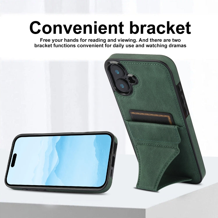 For iPhone 16 Ultra-thin Shockproof Phone Protective Case with Holder(Green) - iPhone 16 Cases by buy2fix | Online Shopping UK | buy2fix